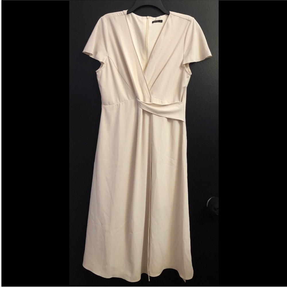 MOTF Cream Wrap-Style Midi Dress